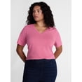 thumbnail image 1 of Terra & Sky Women's Plus Size V Neck Tee with Short Sleeves, Size 0X-5X, 1 of 5