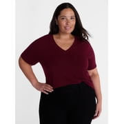 Terra & Sky Womens Plus Size V Neck Tee with Short Sleeves, Size 0X-5X