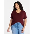 thumbnail image 1 of Terra & Sky Women's Plus Size V-Neck Tee with Short Sleeves, Size 0X-5X, 1 of 5