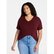Women's Plus Size Short Sleeve V-Neck Tee, Sizes 0X-5X