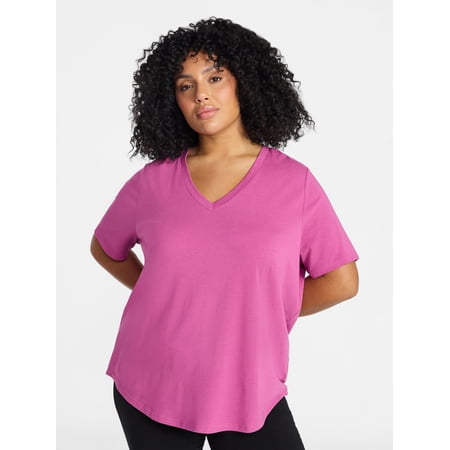 Terra & Sky Women's Plus Size Short Sleeve V-Neck Tee, Sizes 0X-5X