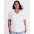 thumbnail image 1 of Terra & Sky Women's Plus Size V Neck Tee with Short Sleeves, Size 0X-5X, 1 of 5