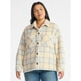 thumbnail image 1 of Terra & Sky Women's Plus Size Cozy Button Front Shacket with Long Sleeves, Sizes 0X-5X, 1 of 5