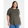 thumbnail image 1 of Terra & Sky Women's Plus Size Crewneck Tee with Short Sleeves, Sizes 0X-5X, 1 of 5