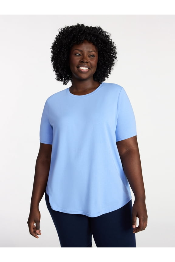 Women's Plus Size Crewneck Tee with Short Sleeves, Sizes 0X-5X