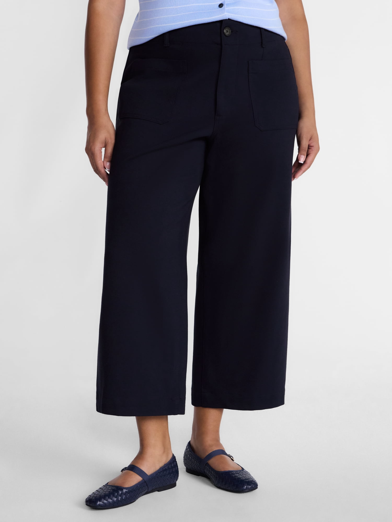 Women’s Plus Cropped Wide Leg Ponte Pants, 26” Inseam, Sizes 16W-26W