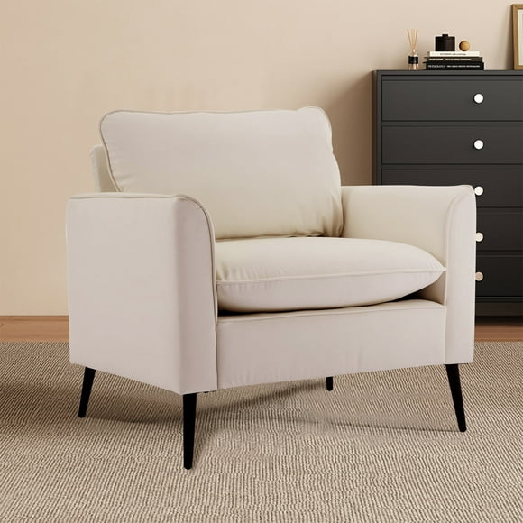 "1PC Cream White Cat Paw Sofa, Nordic Retro Luxe Single Chair for Living Room & Bedroom"