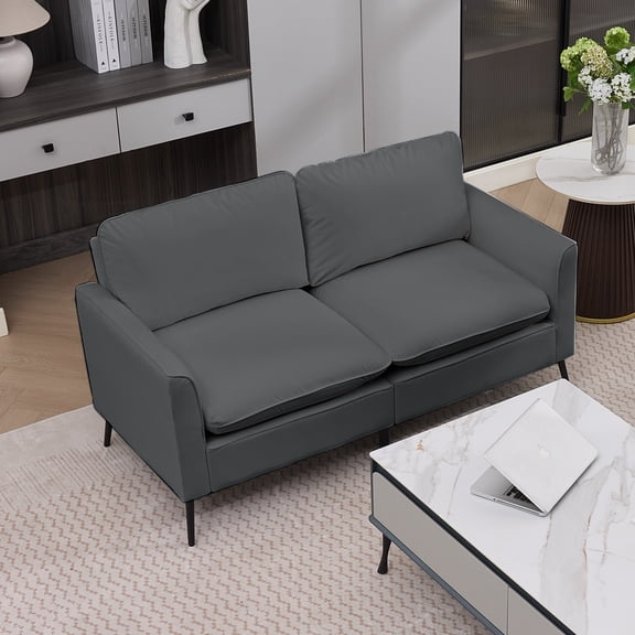 TS Cat paw leather upholstered sofa loveseat ,Nordic retro light luxury living room balcony bedroom single casual sofa chair(Gray)