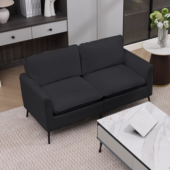 TS Cat paw leather upholstered sofa loveseat ,Nordic retro light luxury living room balcony bedroom single casual sofa chair (black)