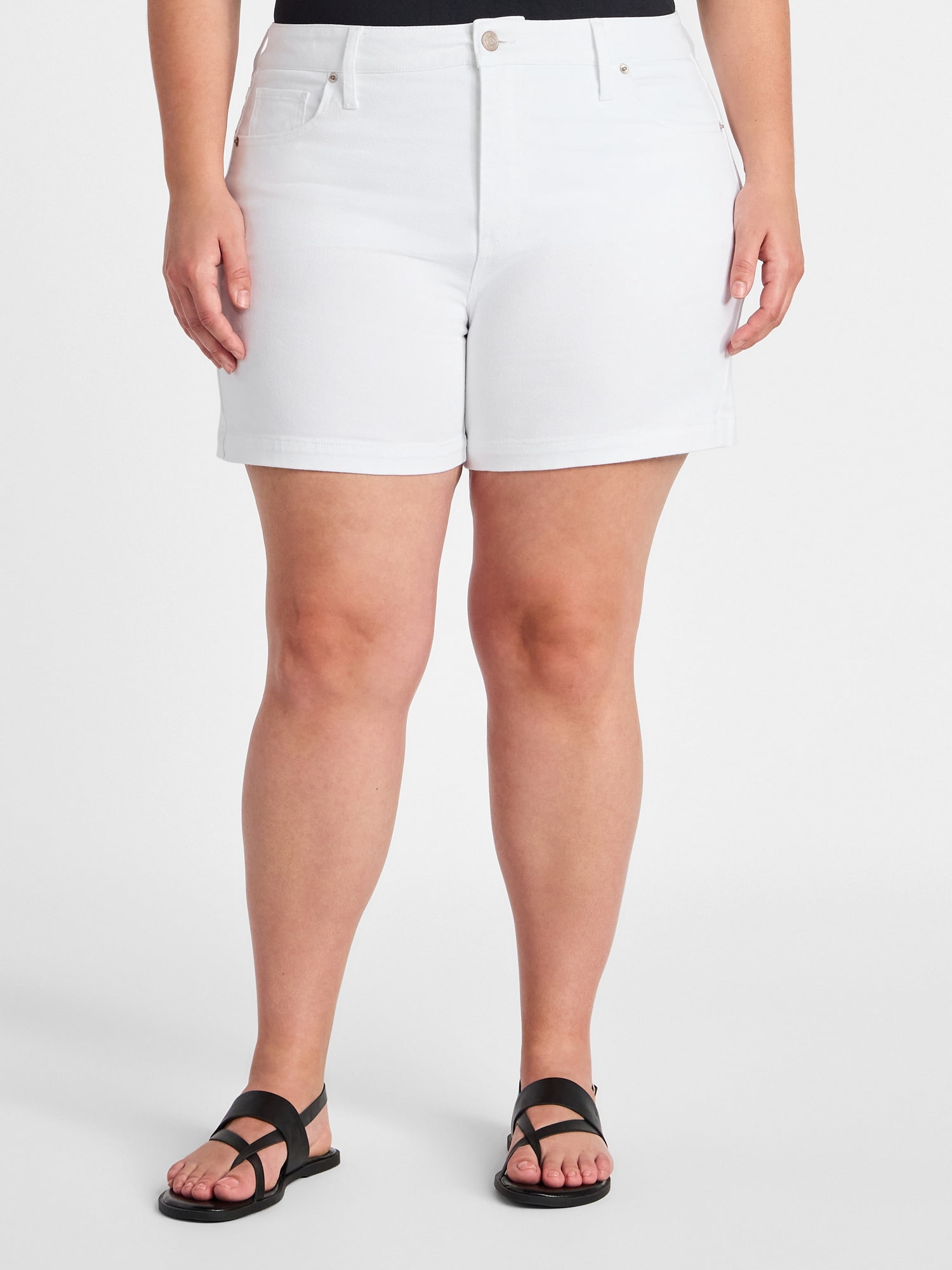 Terra & Sky Women's Plus High Rise A-Line Denim Short, 5" Inseam, Sizes 16W - 26W