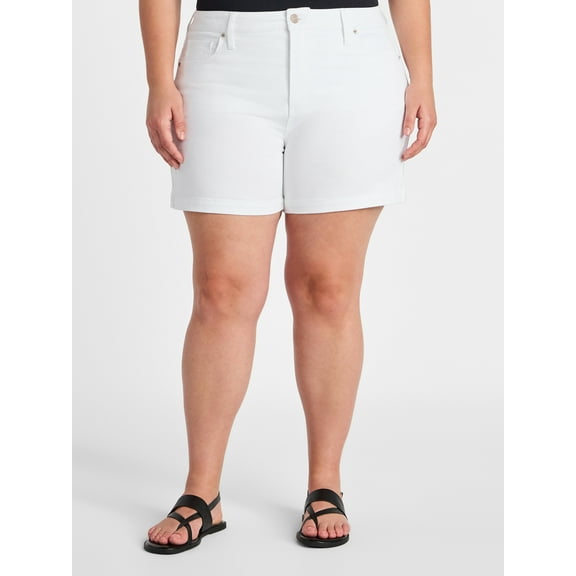 Terra & Sky Women's Plus High Rise A-Line Denim Shorts, 5" Inseam, Sizes 16W-26W