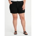 thumbnail image 1 of Terra & Sky Women's Plus High Rise A Line Denim Shorts, 5" Inseam, Sizes 16W-26W, 1 of 5