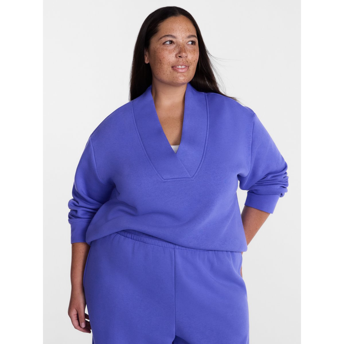 Women's Plus Fleece V-Neck Sweatshirt, Sizes 0X-5X