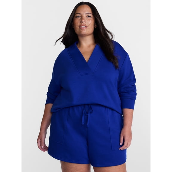 Terra & Sky Women's Plus Fleece Cowl Neck Sweatshirt, Sizes 0X-5X