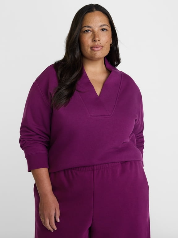 Women's Plus Fleece Cowl Neck Sweatshirt, Sizes 0X-5X