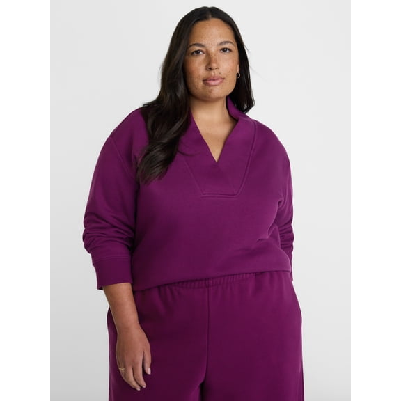 Terra & Sky Women's Plus Fleece Cowl Neck Sweatshirt, Sizes 0X-5X
