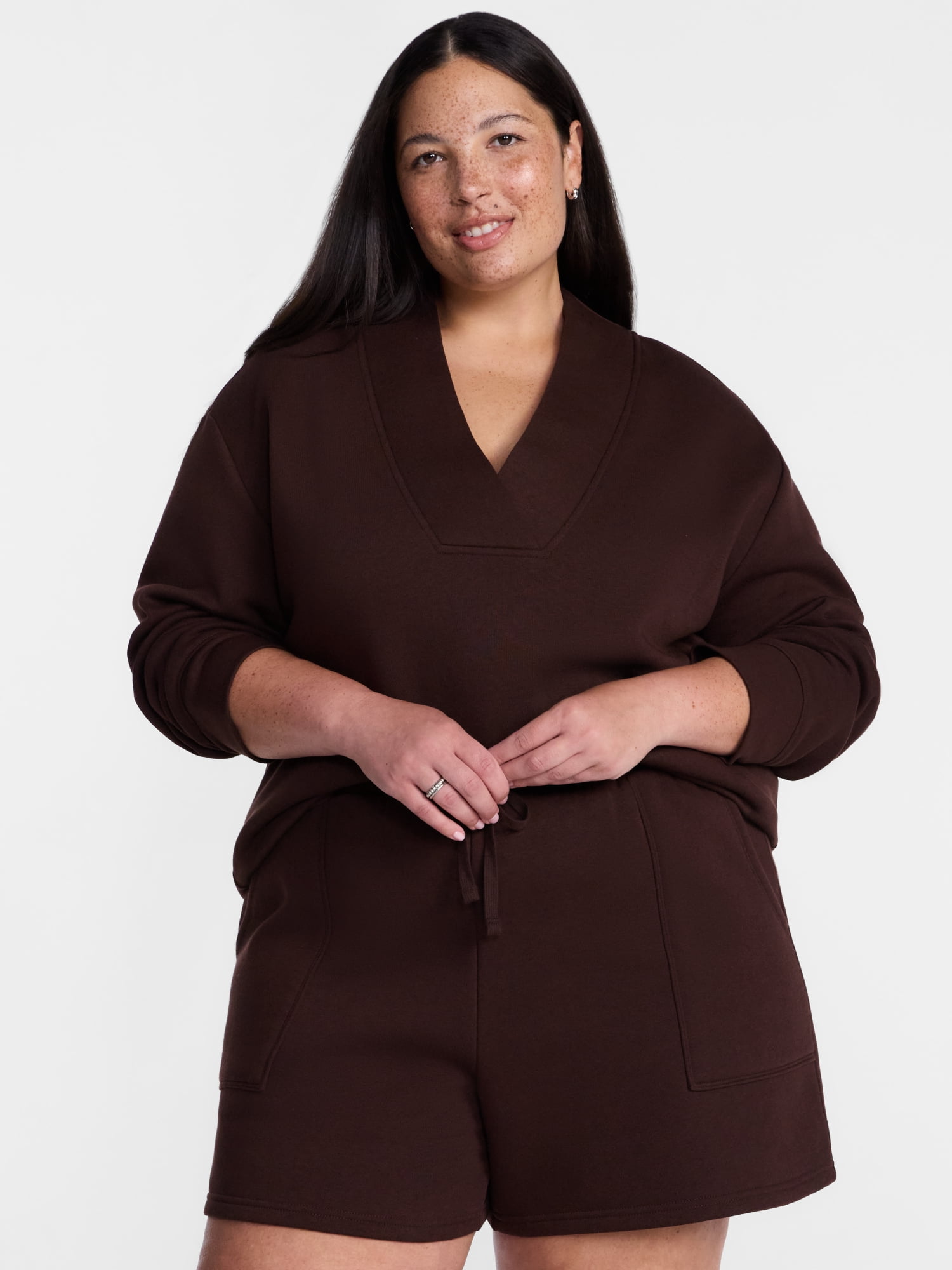 Terra & Sky Women's Plus Fleece Cowl Neck Sweatshirt, Sizes 0X-5X