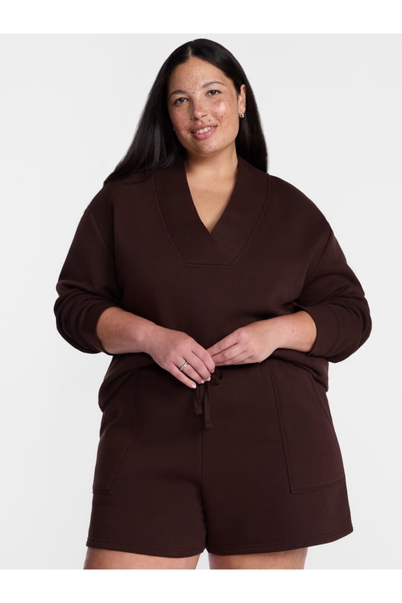 Women's Plus Fleece Cowl Neck Sweatshirt, Sizes 0X-5X