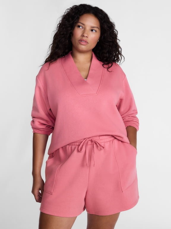 Women's Plus Fleece V-Neck Sweatshirt, Sizes 0X-5X