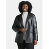 Terra & Sky Women's Plus Faux Leather Blazer, Size