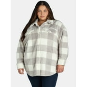 Terra & Sky Women's Plus Size Faux Shearling Shacket, Sizes 0X-5X