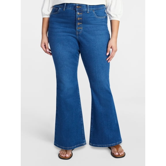 Terra & Sky Women's Plus Size Core Flare Jeans, Sizes 16W-28W