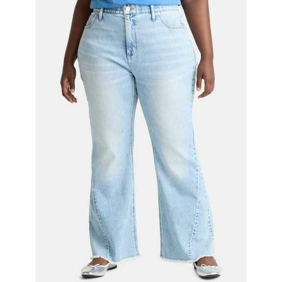 Terra & Sky Women's Plus Size High Rise Flare Jeans, 30" Inseam, Sizes 16W-28W