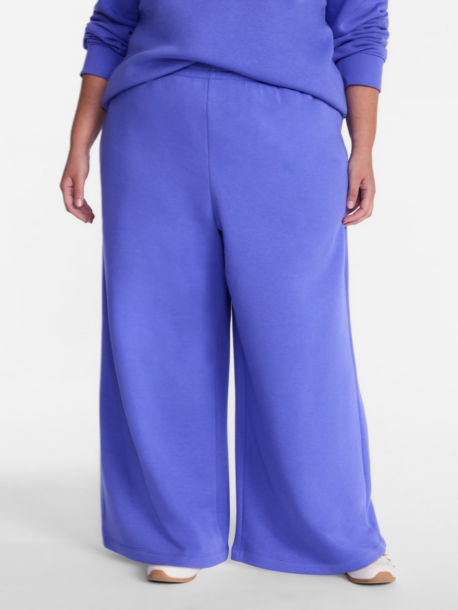 Terra & Sky Women's Plus Fleece Wide Leg Sweatpants, Sizes 0X-5X