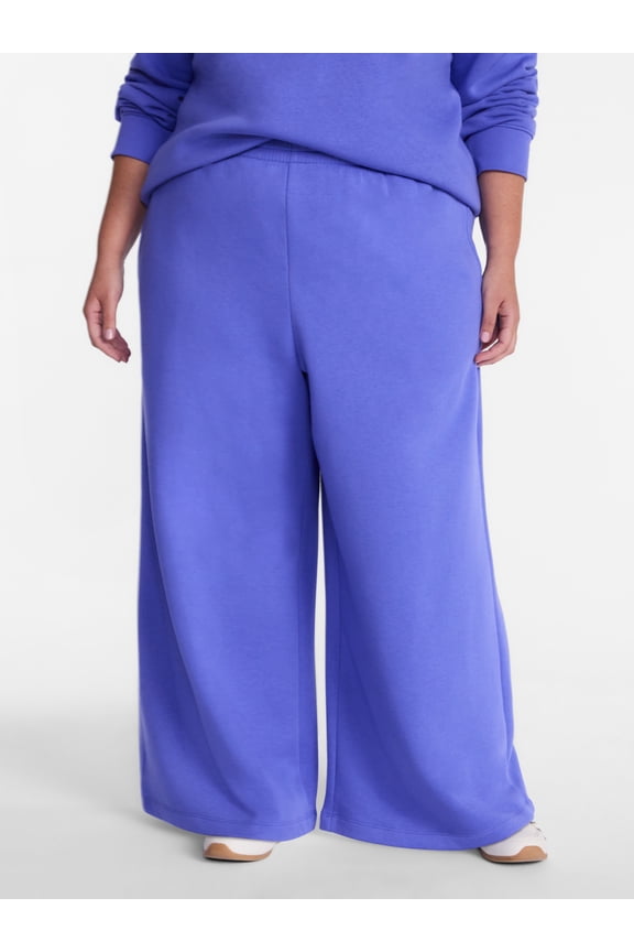 Women's Plus Fleece Wide Leg Sweatpants, Sizes 0X-5X