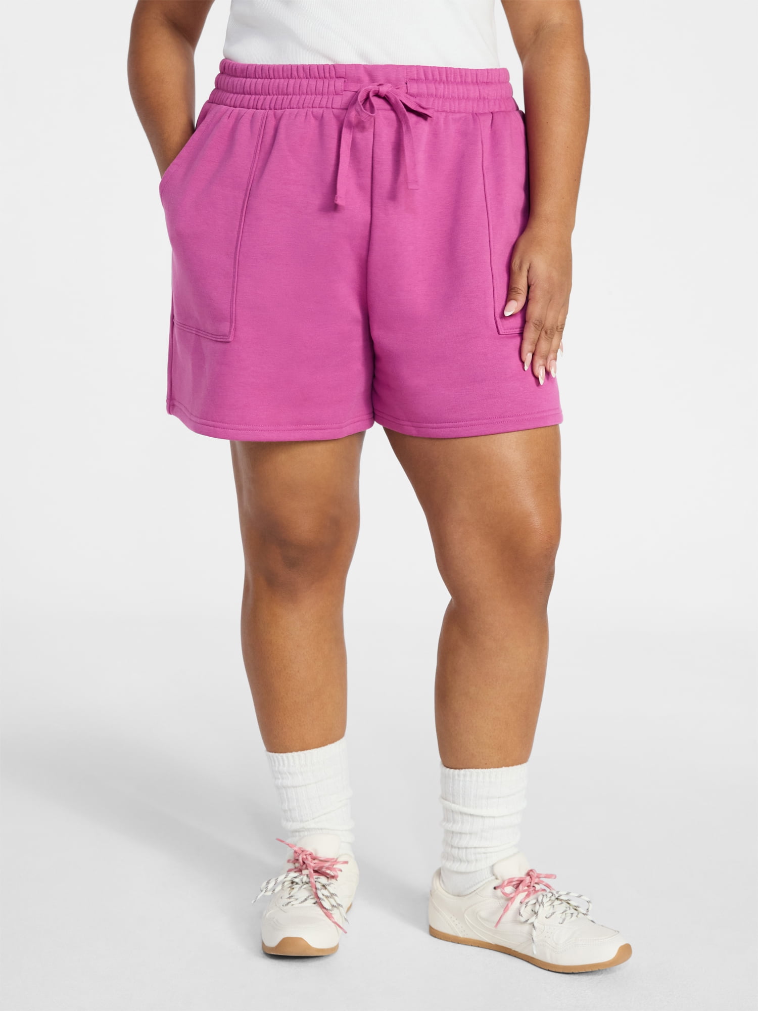 Terra & Sky Women's Plus Size Fleece Shorts with Pockets, Sizes 0X-5X