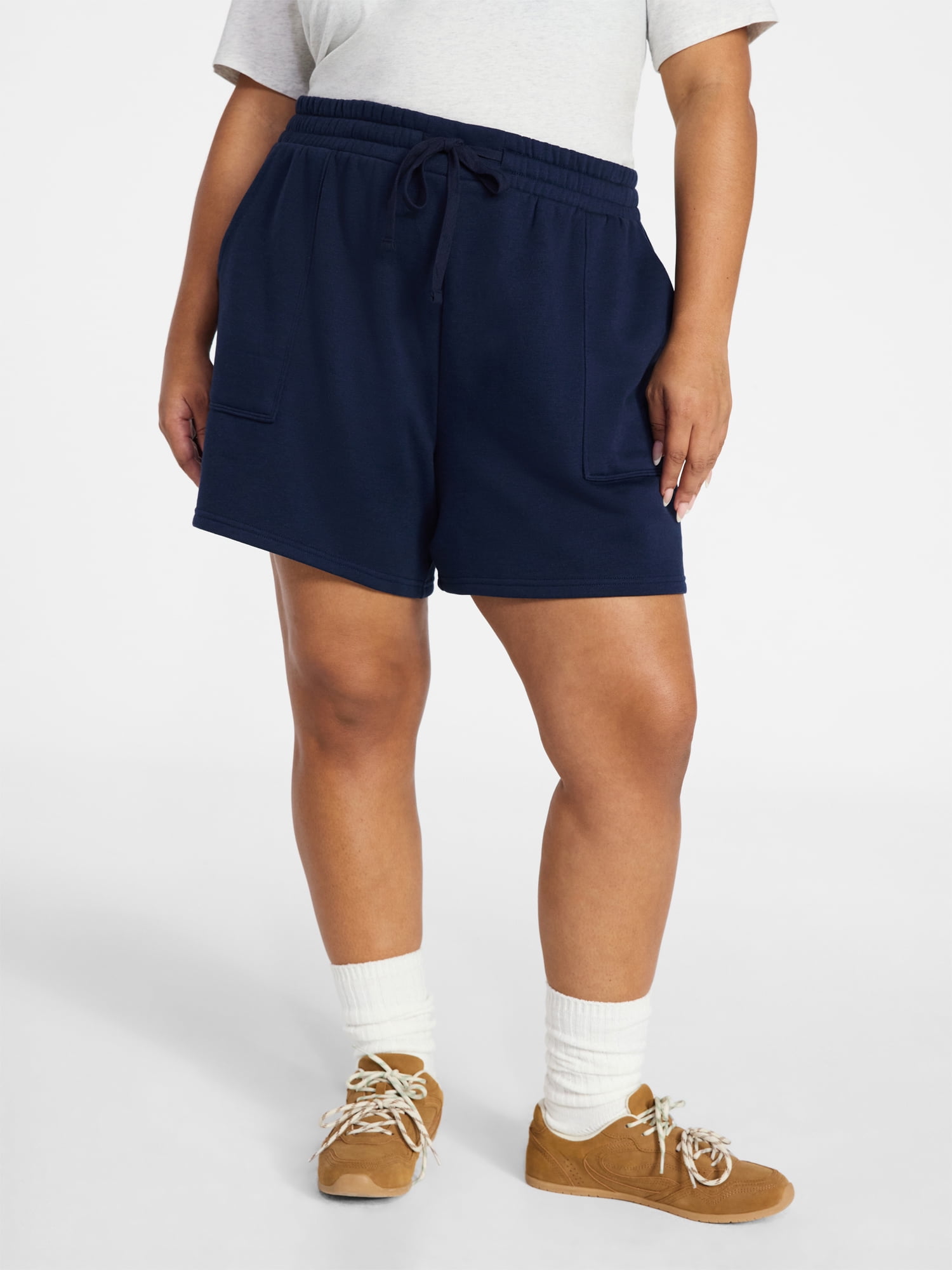 Terra & Sky Women's Plus Size Fleece Shorts with Pockets, Sizes 0X-5X