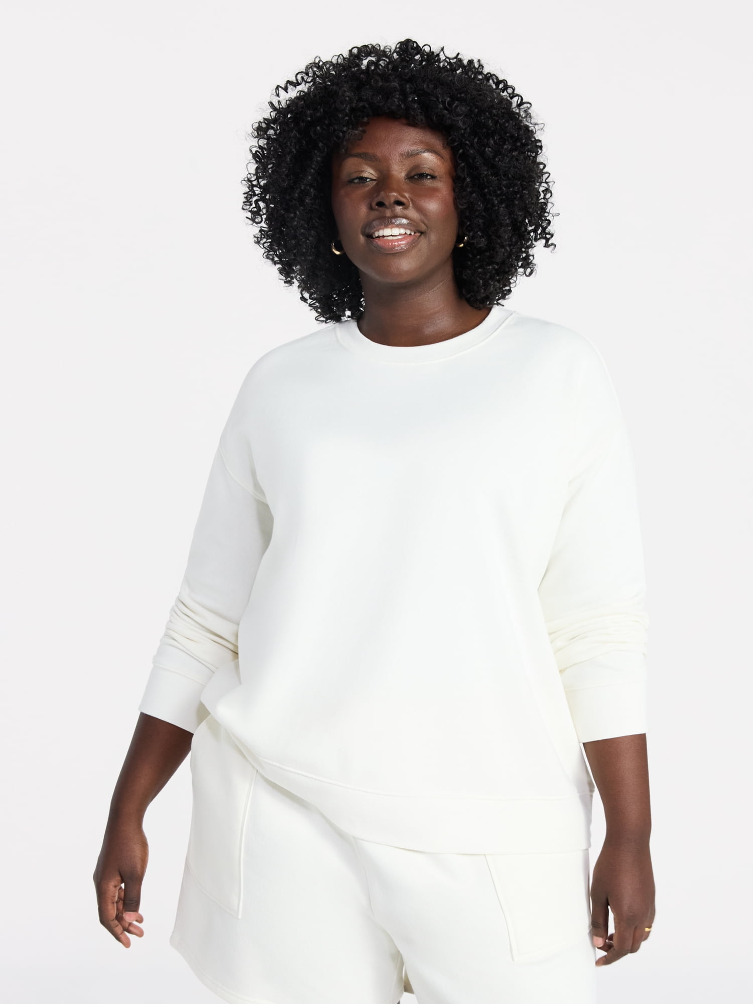 Terra & Sky Women's Plus Size Fleece Sweatshirt with Long Sleeves, Size 0X-5X