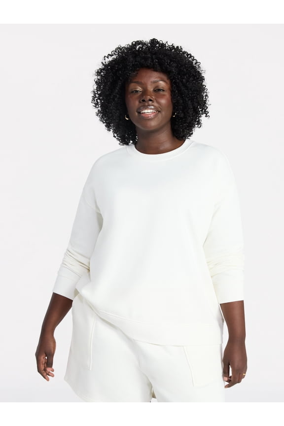 Women's Plus Size Fleece Sweatshirt with Long Sleeves, Size 0X-5X