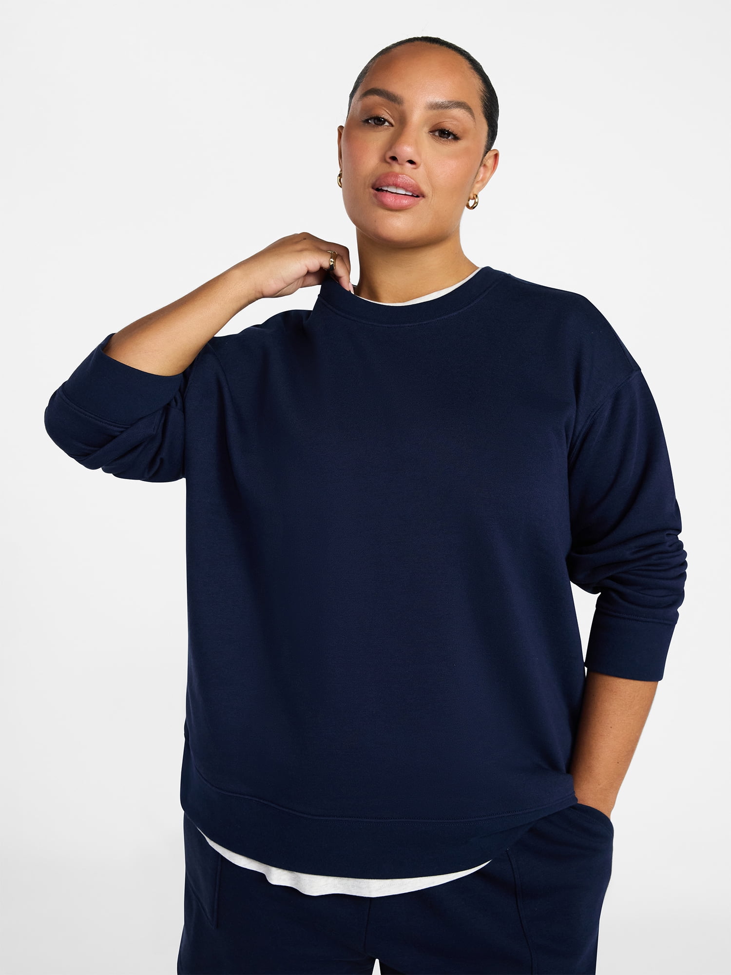 Terra & Sky Women's Plus Size Fleece Sweatshirt with Long Sleeves, Size 0X-5X
