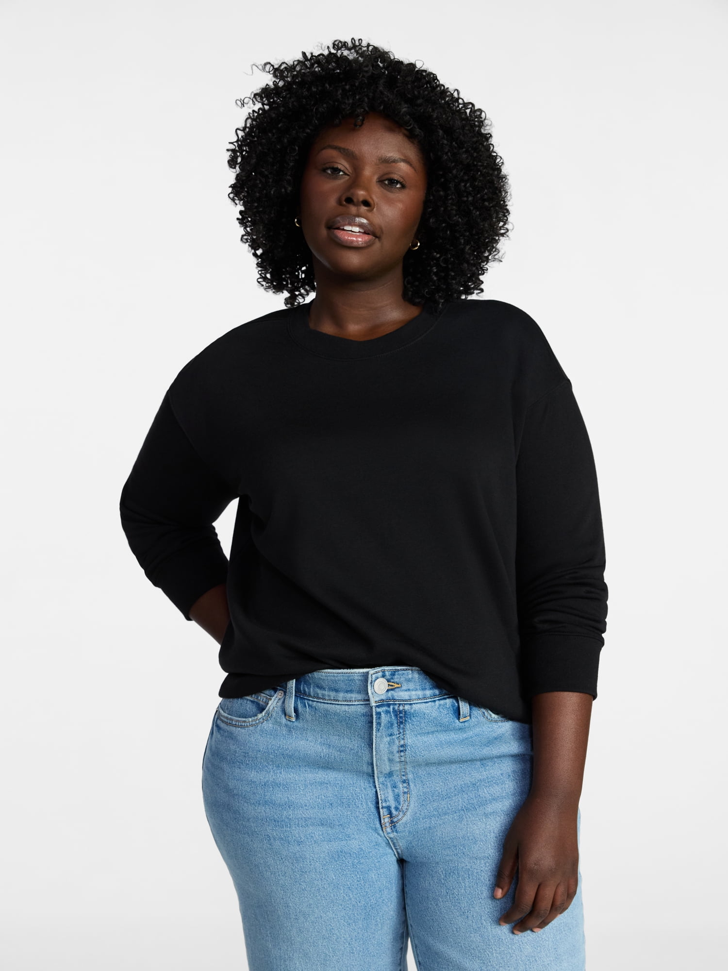 Terra & Sky Women's Plus Size Fleece Sweatshirt with Long Sleeves, Size 0X-5X