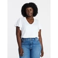 thumbnail image 1 of Terra & Sky Women's Plus Size V Neck Tee with Short Flutter Sleeves, Size 0X-4X, 1 of 5