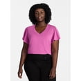 thumbnail image 1 of Terra & Sky Women's Plus Size V Neck Tee with Short Flutter Sleeves, Size 0X-4X, 1 of 5