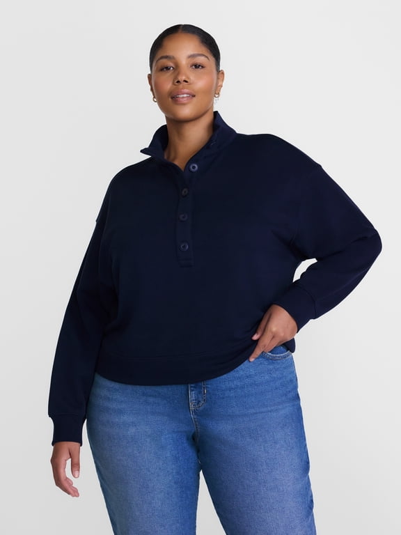 Women's Plus Funnel Neck Sweatshirt, Sizes 0X-5X