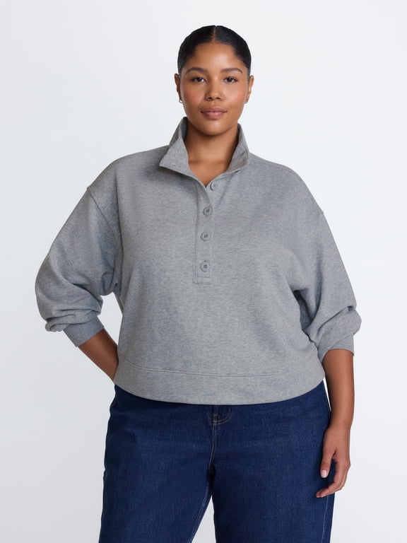 Women's Plus Funnel Neck Sweatshirt, Sizes 0X-5X