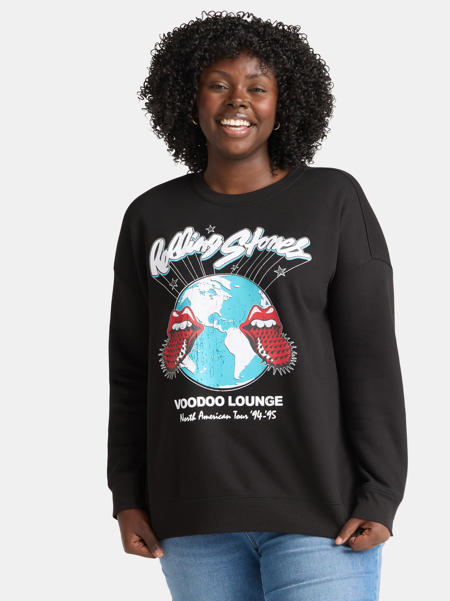 Women's Plus The Rolling Stones Voodoo Lounge Sweatshirt with Long Sleeves, Sizes 0X-5X
