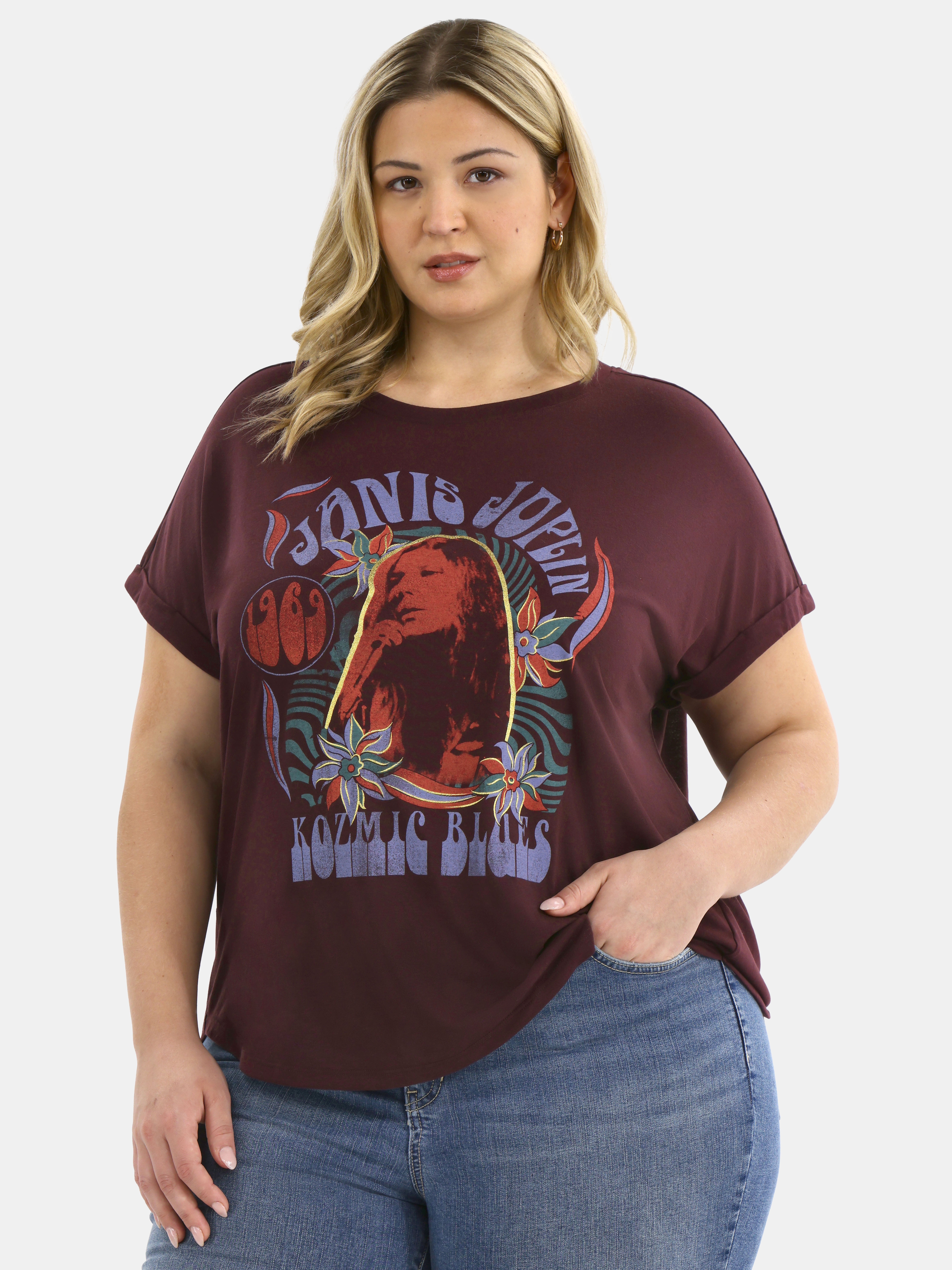 Terra & Sky Women's Plus Janis Joplin Graphic Tee, Sizes 0X-5X