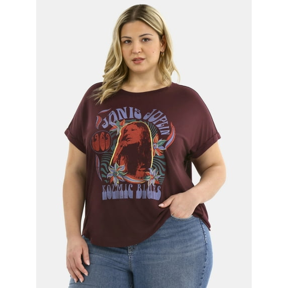 Terra & Sky Women's Plus Janis Joplin Graphic Tee, Sizes 0X-5X