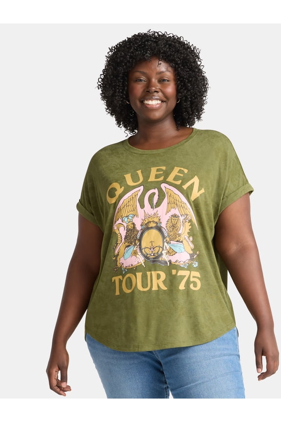 Women's Plus Graphic Band Tee, Sizes 0X-5X