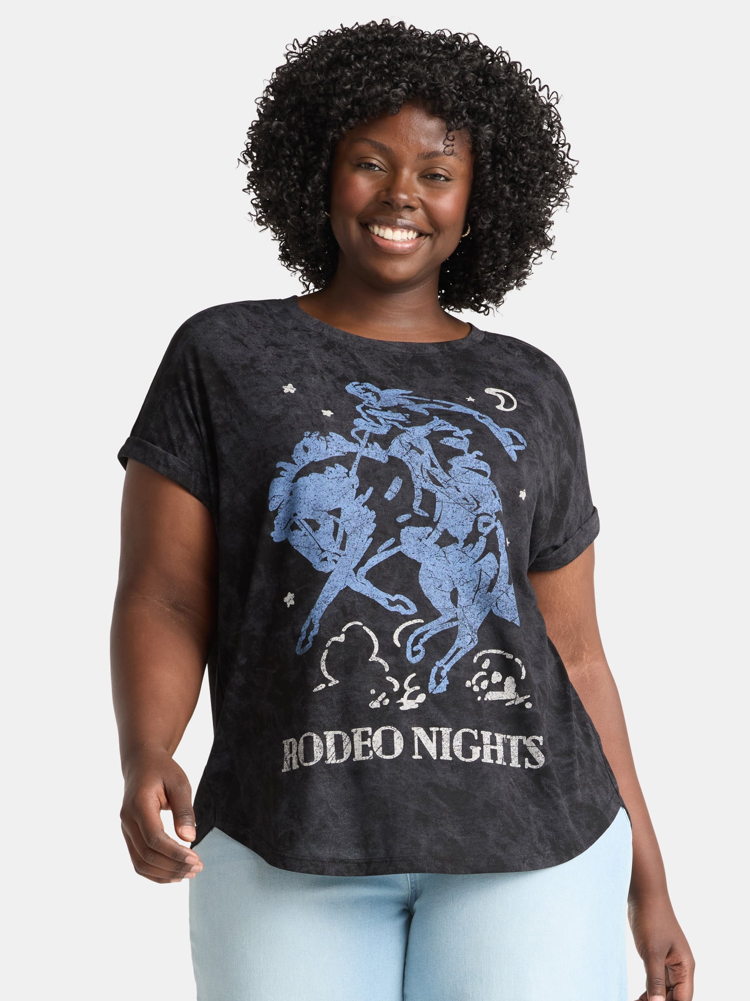 Terra & Sky Women's Plus Rodeo Nights Graphic Tee, Sizes 0X-5X