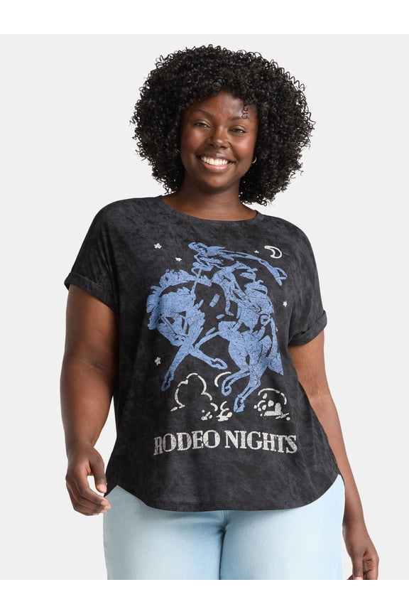 Women's Plus Rodeo Nights Graphic Tee, Sizes 0X-5X