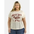 thumbnail image 1 of Terra & Sky Women's Plus Ride Out West Graphic Tee, Sizes 0X-5X, 1 of 5