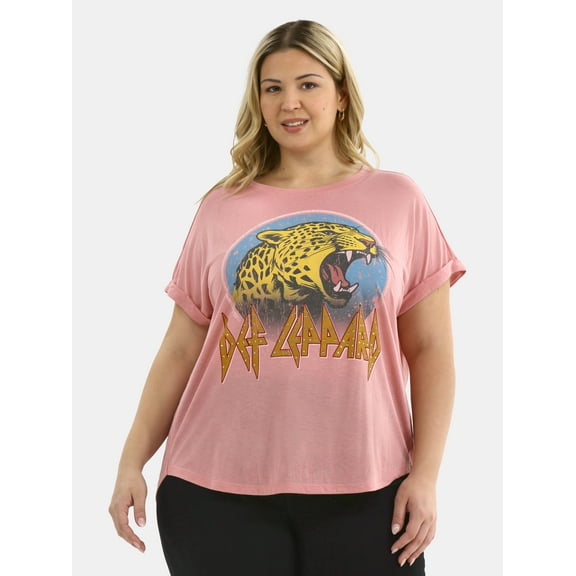 Terra & Sky Women's Plus Def Leopard Graphic Tee, Sizes 0X-5X