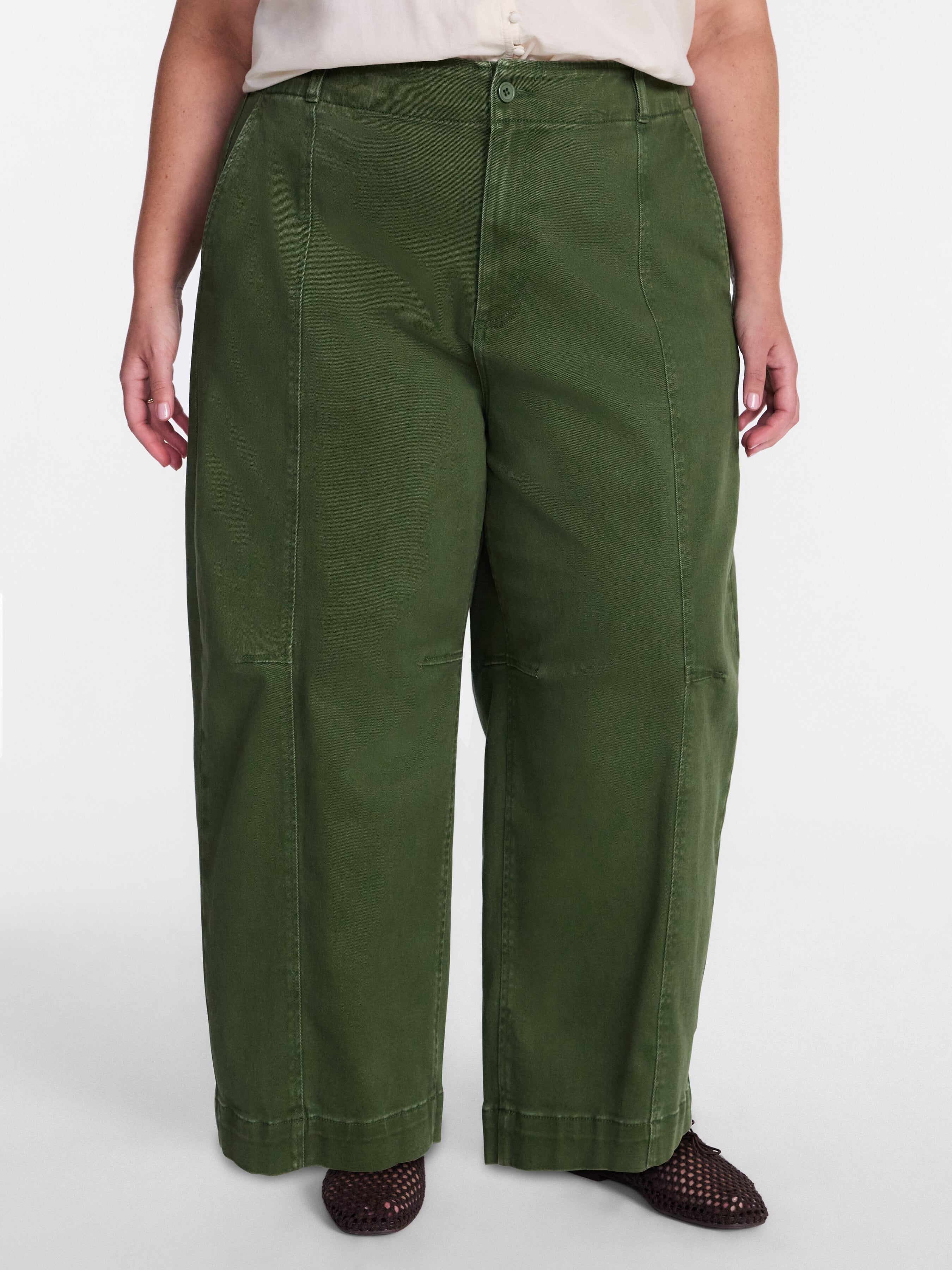 Terra & Sky Women's Plus High Waisted Barrel Pants, Sizes 0X - 5X
