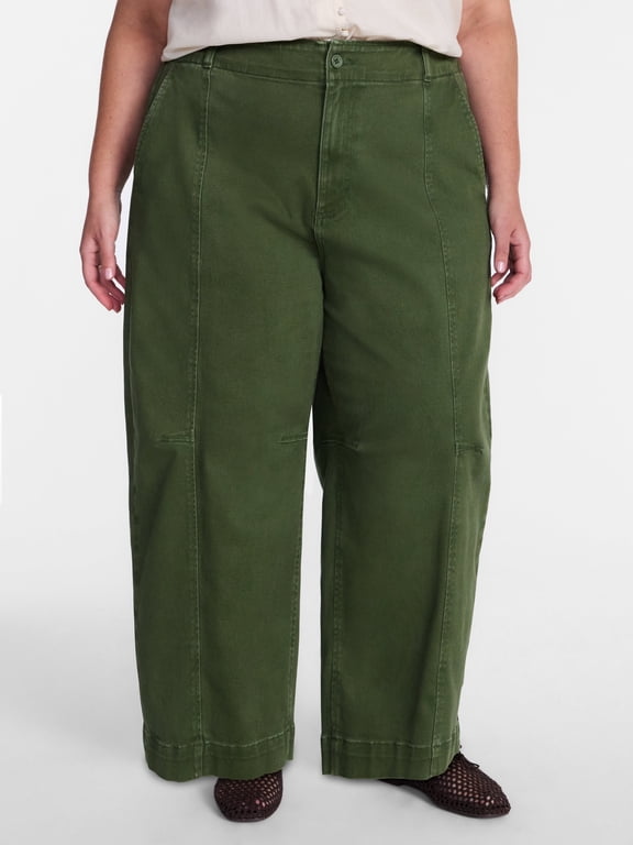 Women's Plus High Waisted Barrel Pants, Sizes 0X - 5X