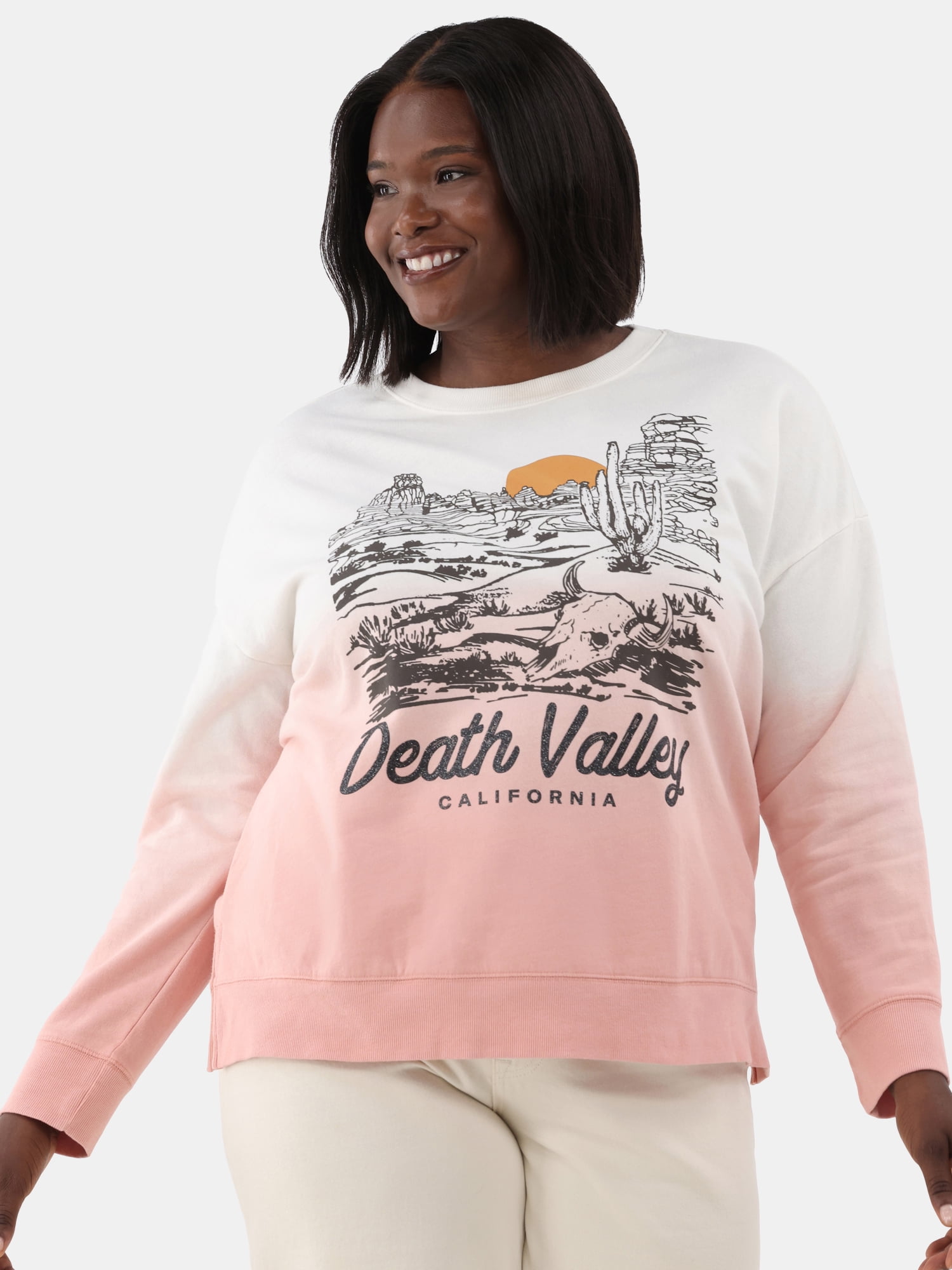 Terra & Sky Women's Plus Size Sunset Death Valley Graphic Sweatshirt ...